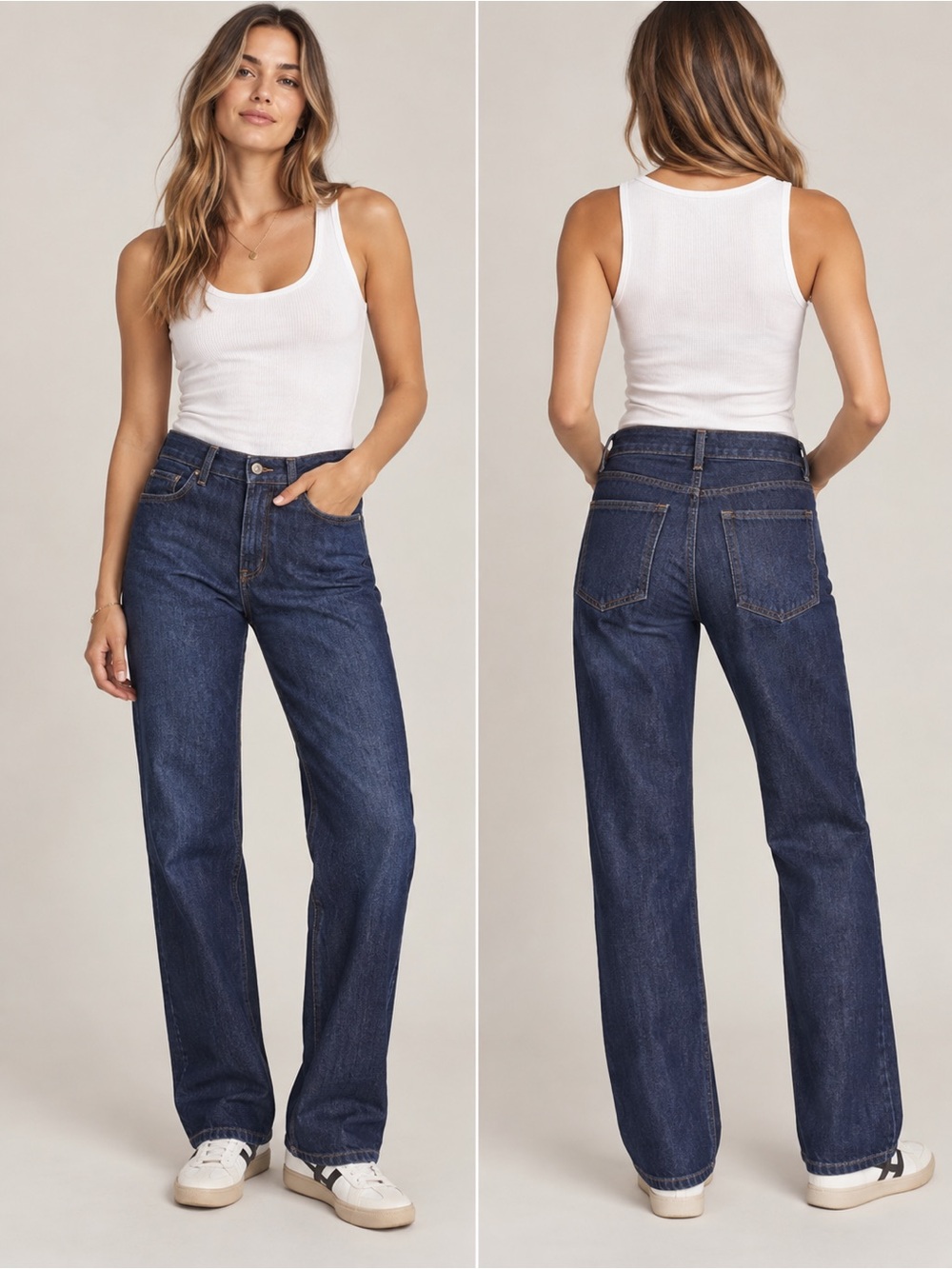 NWOT Zara Dark Blue Straight-Leg High Rise Women's Jeans size 6.